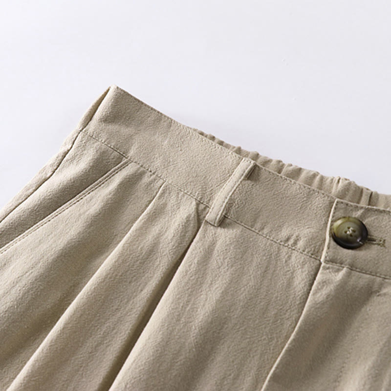 Buddha Stones Frühling Herbst Schlichte Herren-Baumwoll-Leinenhose mit geradem Bein und Taschen - image 2