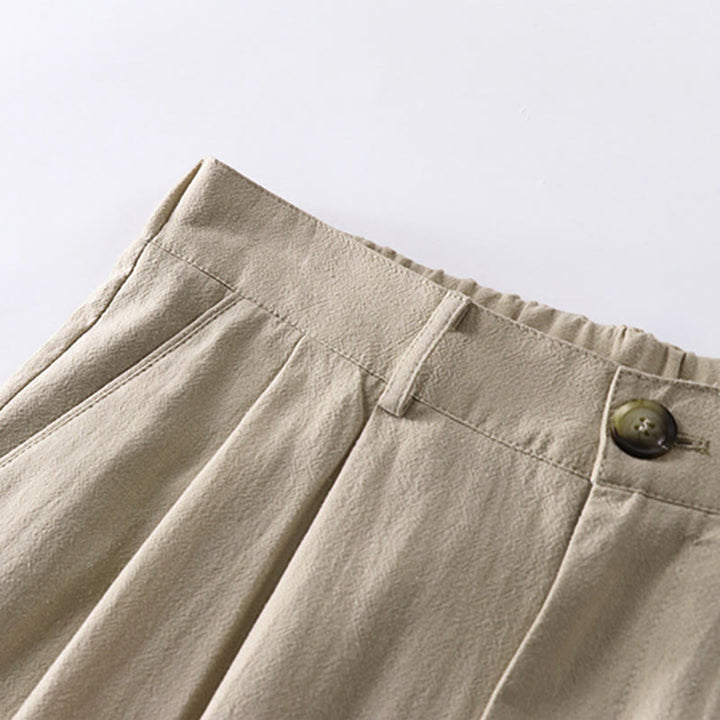 Buddha Stones Frühling Herbst Schlichte Herren-Baumwoll-Leinenhose mit geradem Bein und Taschen - image 2