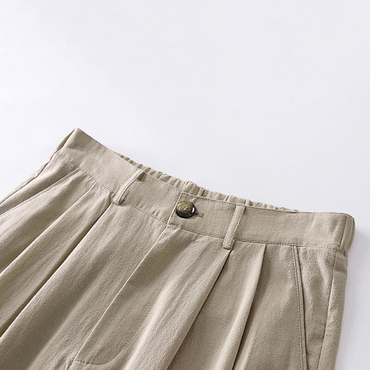 Buddha Stones Frühling Herbst Schlichte Herren-Baumwoll-Leinenhose mit geradem Bein und Taschen - image 3