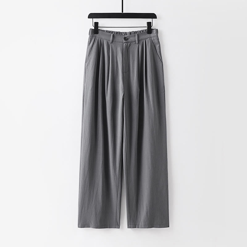 Buddha Stones Frühling Herbst Schlichte Herren-Baumwoll-Leinenhose mit geradem Bein und Taschen - Grau - US/ UK/AU54, EU64 (9XL) - image 9