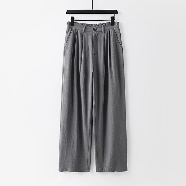 Buddha Stones Frühling Herbst Schlichte Herren-Baumwoll-Leinenhose mit geradem Bein und Taschen - Grau - US/ UK/AU54, EU64 (9XL) - image 9