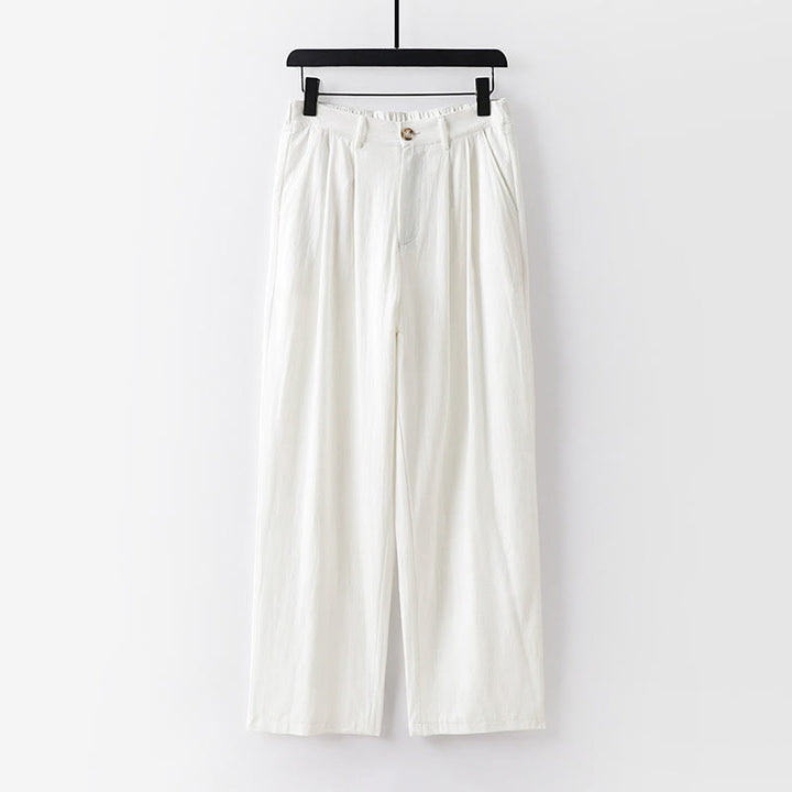 Buddha Stones Frühling Herbst Schlichte Herren-Baumwoll-Leinenhose mit geradem Bein und Taschen - Weiß - US/ UK/AU54, EU64 (9XL) - image 11