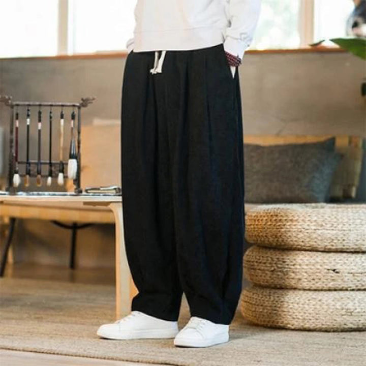 Buddha Stones Retro Herren Haremshose aus Cord mit schlichtem, fleecegefüttertem Design und Taschen - Schwarz - US/ UK/AU46, EU56 (5XL) - image 36