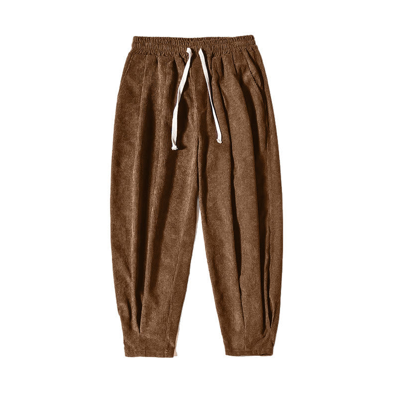 Buddha Stones Retro Herren Haremshose aus Cord mit schlichtem, fleecegefüttertem Design und Taschen - image 10