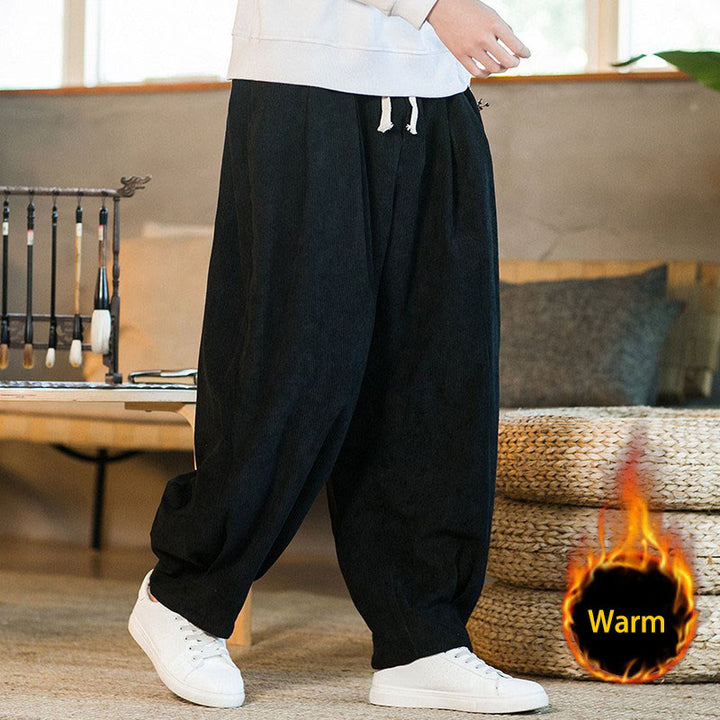 Buddha Stones Retro Herren Haremshose aus Cord mit schlichtem, fleecegefüttertem Design und Taschen - Schwarz (Fleecegefüttert) - US/ UK/AU46, EU56 (5XL) - image 35