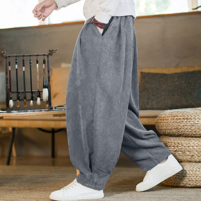 Buddha Stones Retro Herren Haremshose aus Cord mit schlichtem, fleecegefüttertem Design und Taschen - Hellschiefergrau - US/ UK/AU46, EU56 (5XL) - image 13
