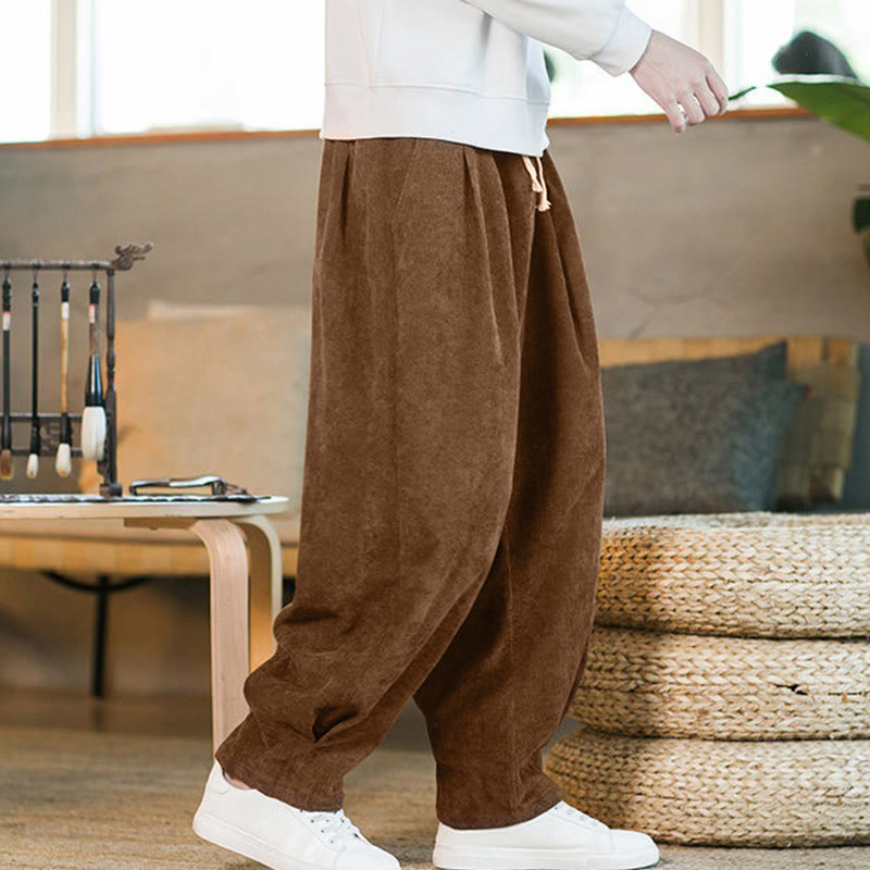 Buddha Stones Retro Herren Haremshose aus Cord mit schlichtem, fleecegefüttertem Design und Taschen - Dunkelgoldenrod - US/ UK/AU46, EU56 (5XL) - image 1