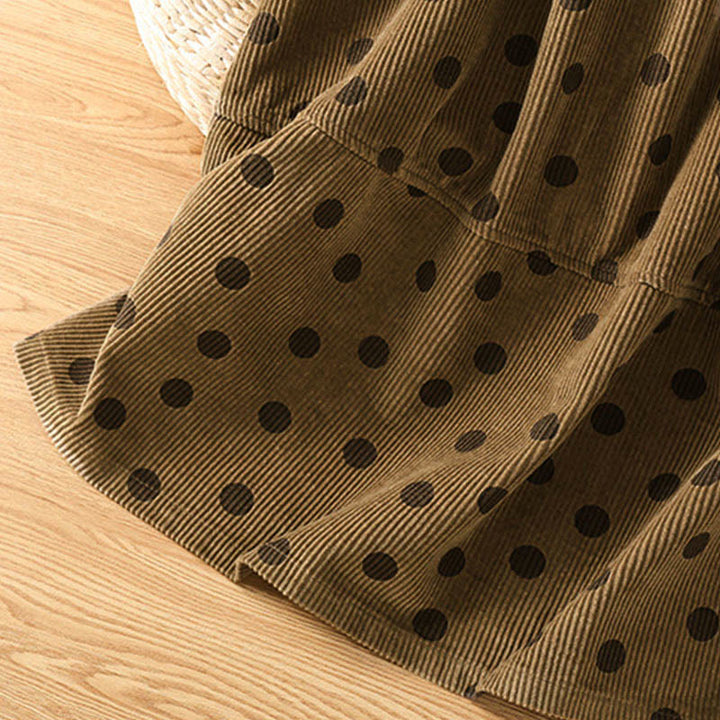 Winterlicher Cordrock für Damen mit Buddha Stones -Polka-Dot-Muster und Taschen - image 8