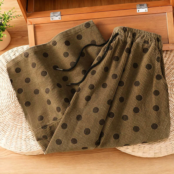 Winterlicher Cordrock für Damen mit Buddha Stones -Polka-Dot-Muster und Taschen - image 1