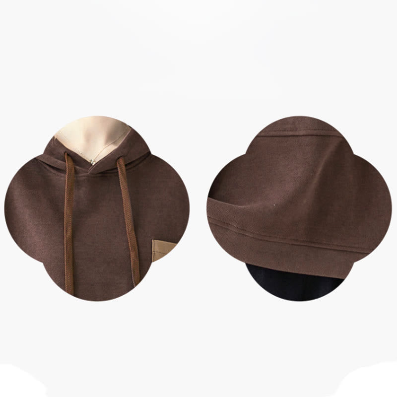 Buddha Stones Herbst Einfarbiger Baumwoll-Langarm-Hoodie mit dekorativer Tasche, Baumwolle, Damen - image 7