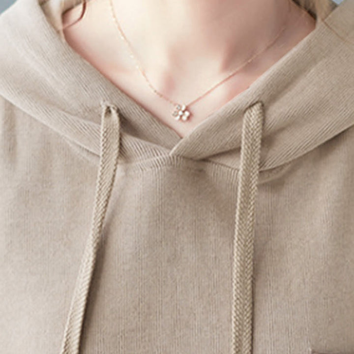 Buddha Stones Herbst Einfarbiger Baumwoll-Langarm-Hoodie mit dekorativer Tasche, Baumwolle, Damen - image 34