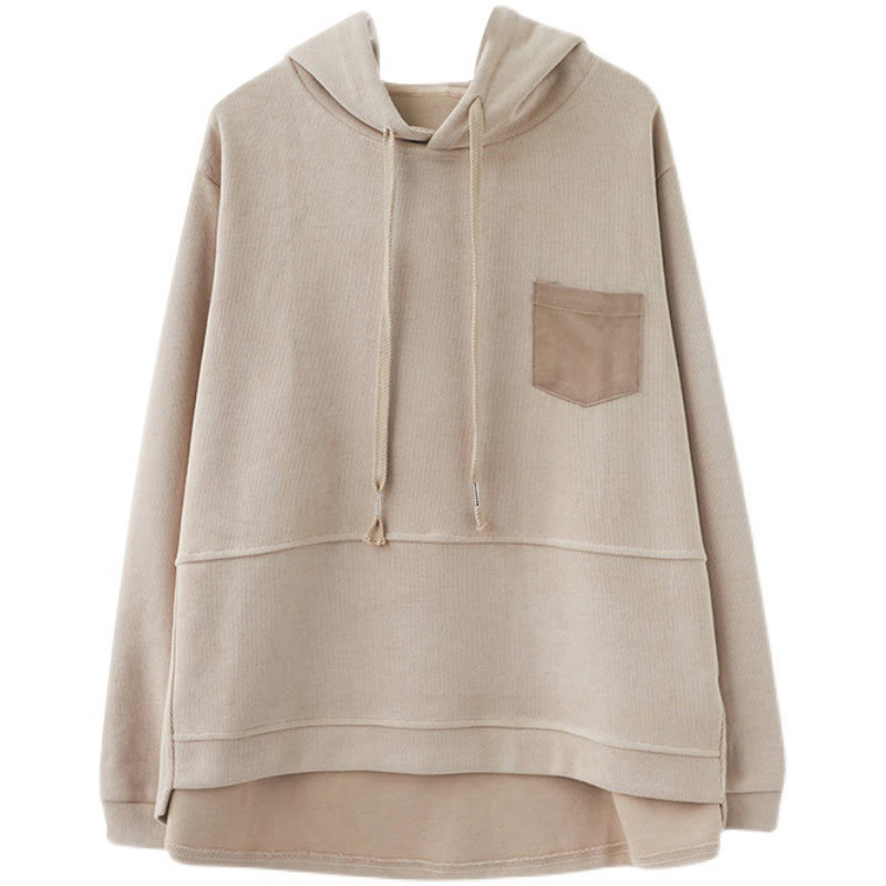 Buddha Stones Herbst Einfarbiger Baumwoll-Langarm-Hoodie mit dekorativer Tasche, Baumwolle, Damen - image 32