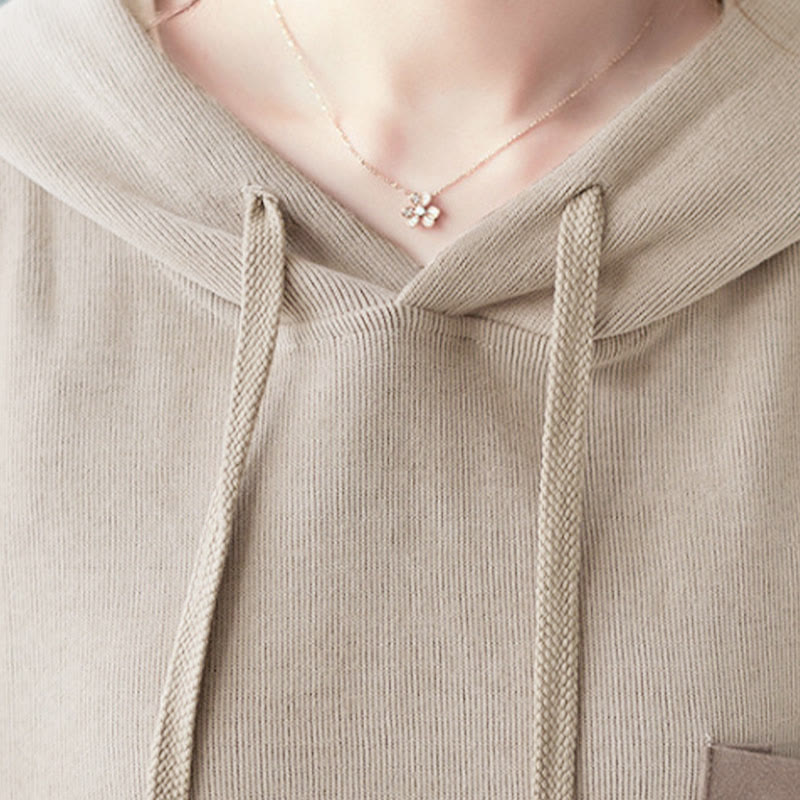 Buddha Stones Herbst Einfarbiger Baumwoll-Langarm-Hoodie mit dekorativer Tasche, Baumwolle, Damen - image 33