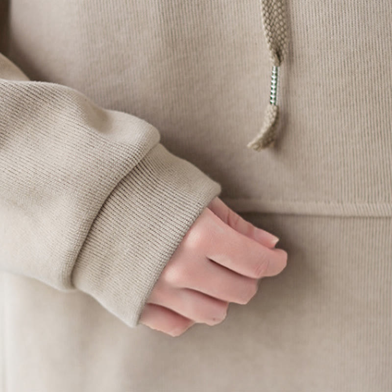 Buddha Stones Herbst Einfarbiger Baumwoll-Langarm-Hoodie mit dekorativer Tasche, Baumwolle, Damen - image 38