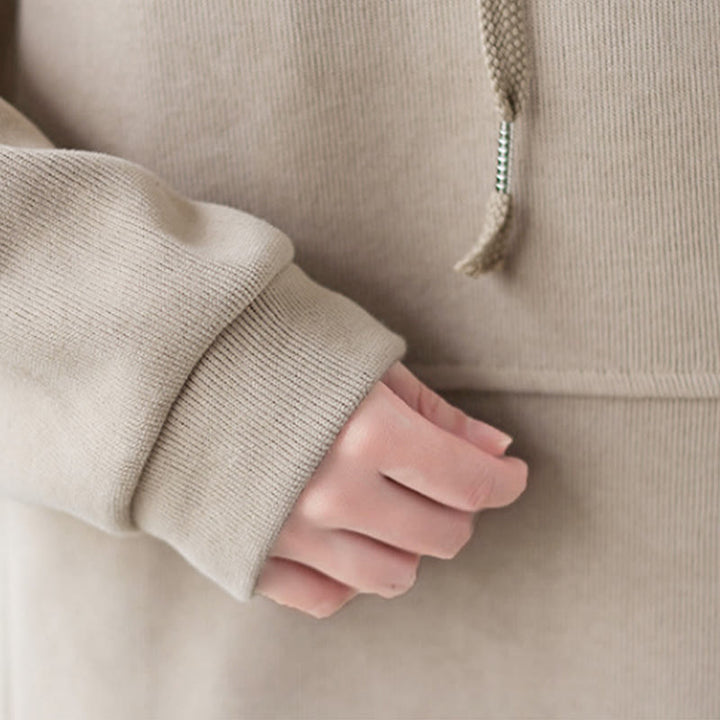 Buddha Stones Herbst Einfarbiger Baumwoll-Langarm-Hoodie mit dekorativer Tasche, Baumwolle, Damen - image 38