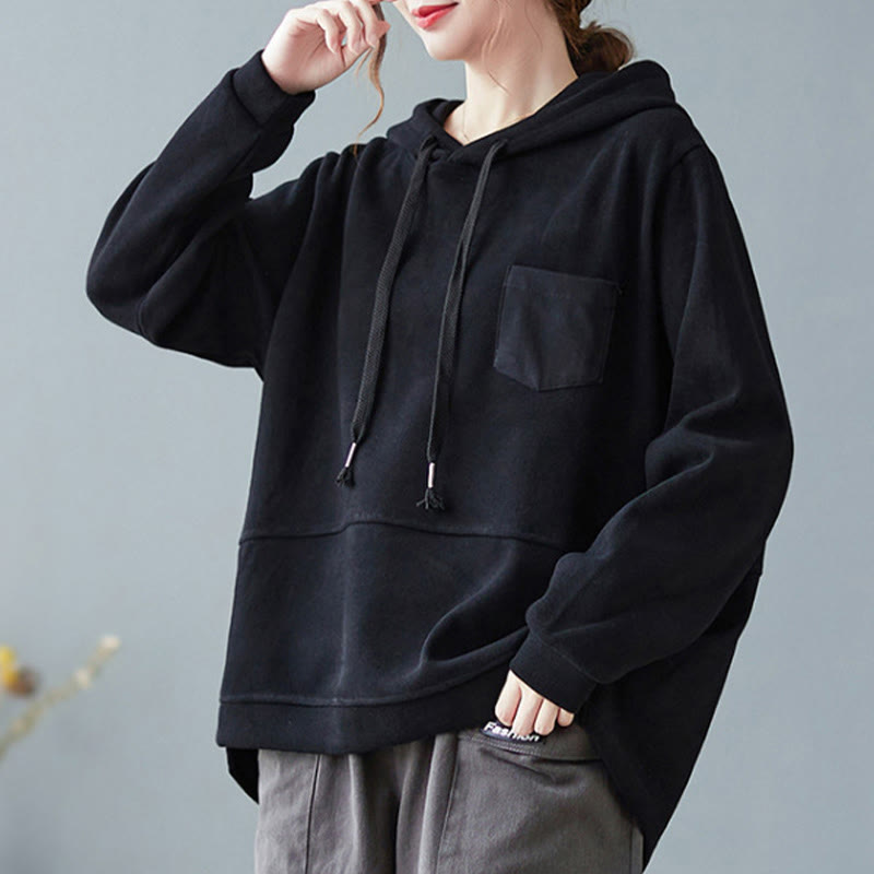 Buddha Stones Herbst Einfarbiger Baumwoll-Langarm-Hoodie mit dekorativer Tasche, Baumwolle, Damen - image 23