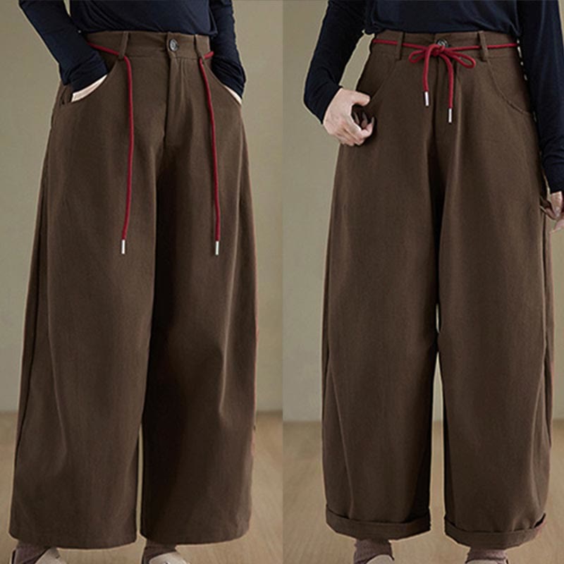 Buddha Stones Schlichte Baumwollhose für Damen, lässige Größe 7-8 mit Taschen - image 10