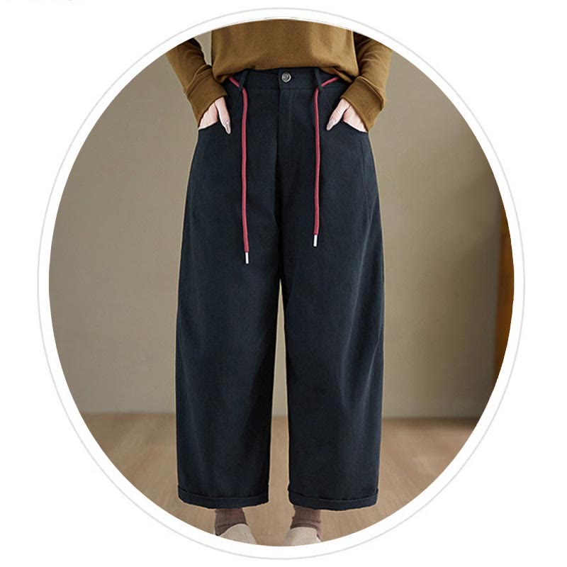 Buddha Stones Schlichte Baumwollhose für Damen, lässige Größe 7-8 mit Taschen - image 2