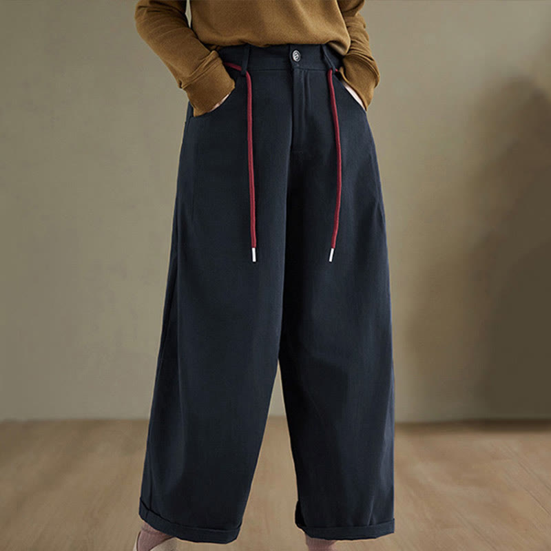 Buddha Stones Schlichte Baumwollhose für Damen, lässige Größe 7-8 mit Taschen - Mitternachtsblau - US8-10, UK/AU12-14, EU40-42 (2XL) - image 0