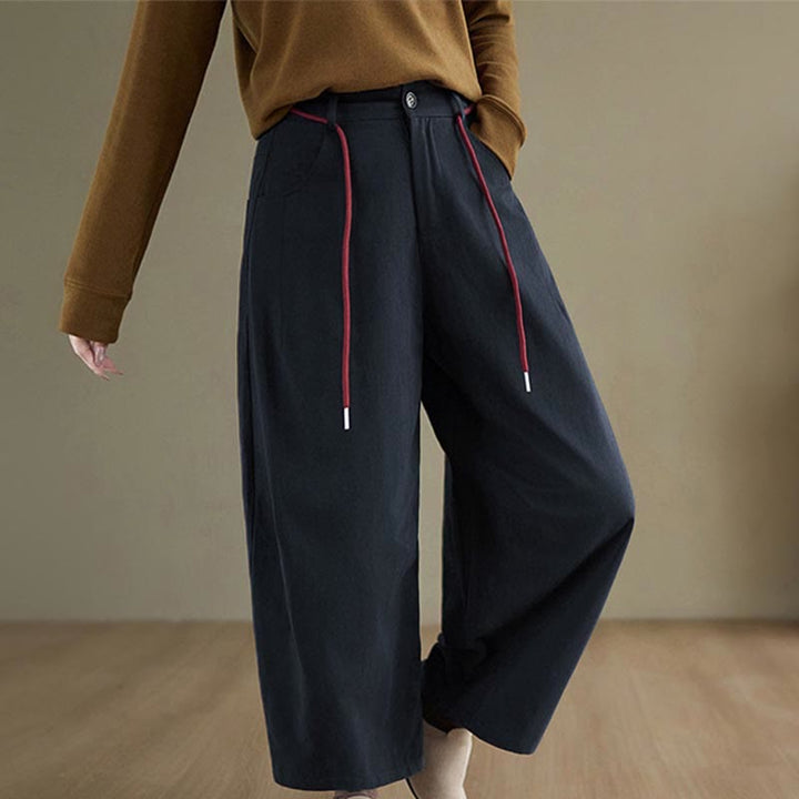 Buddha Stones Schlichte Baumwollhose für Damen, lässige Größe 7-8 mit Taschen - image 1
