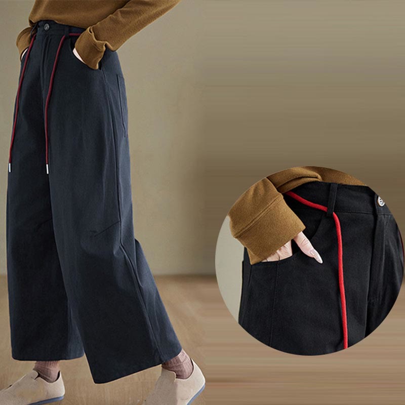 Buddha Stones Schlichte Baumwollhose für Damen, lässige Größe 7-8 mit Taschen - image 4