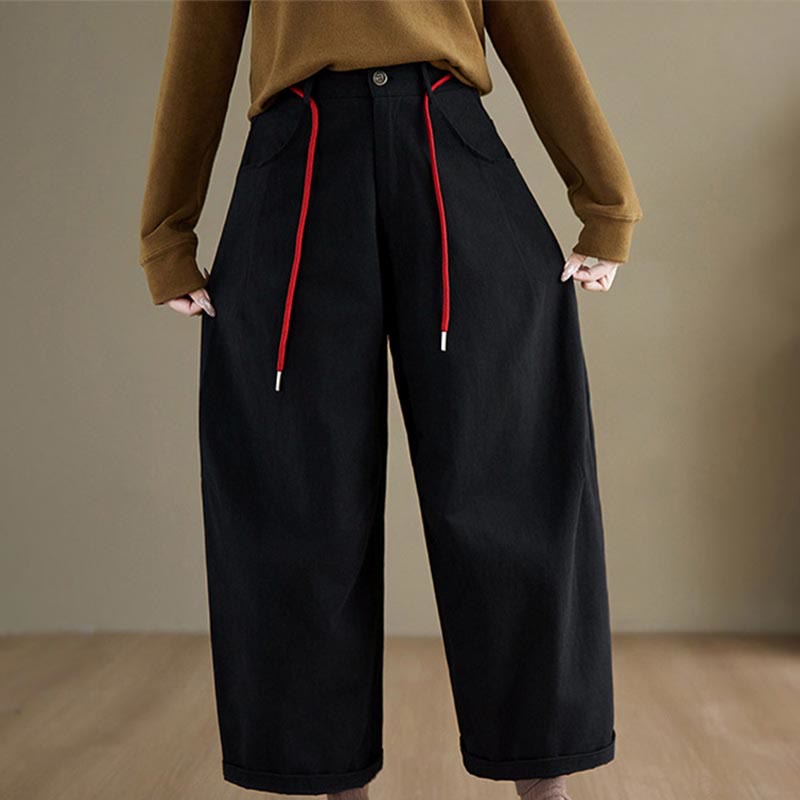 Buddha Stones Schlichte Baumwollhose für Damen, lässige Größe 7-8 mit Taschen - image 12