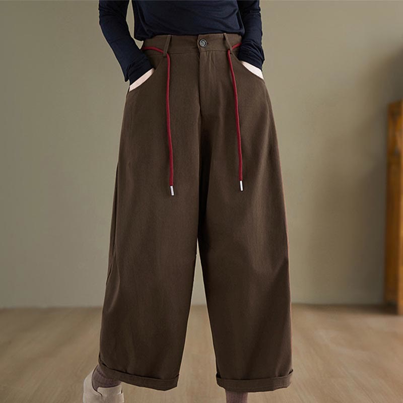 Buddha Stones Schlichte Baumwollhose für Damen, lässige Größe 7-8 mit Taschen - Sattelbraun - US8-10, UK/AU12-14, EU40-42 (2XL) - image 7
