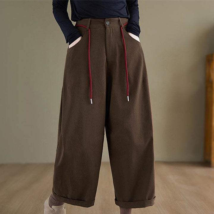 Buddha Stones Schlichte Baumwollhose für Damen, lässige Größe 7-8 mit Taschen - Sattelbraun - US8-10, UK/AU12-14, EU40-42 (2XL) - image 7