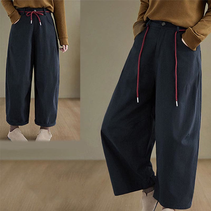 Buddha Stones Schlichte Baumwollhose für Damen, lässige Größe 7-8 mit Taschen - image 3