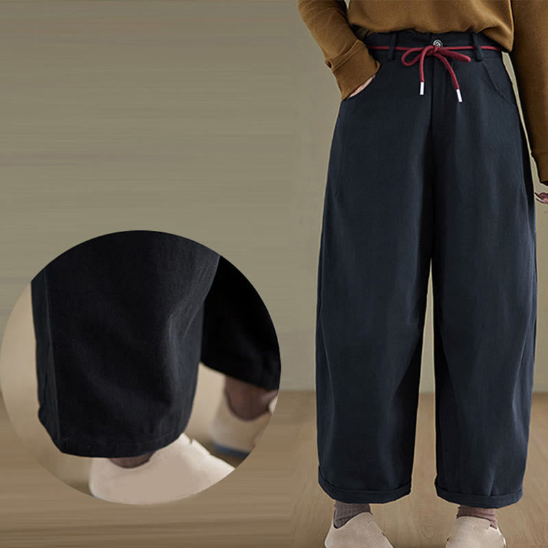 Buddha Stones Schlichte Baumwollhose für Damen, lässige Größe 7-8 mit Taschen - image 5