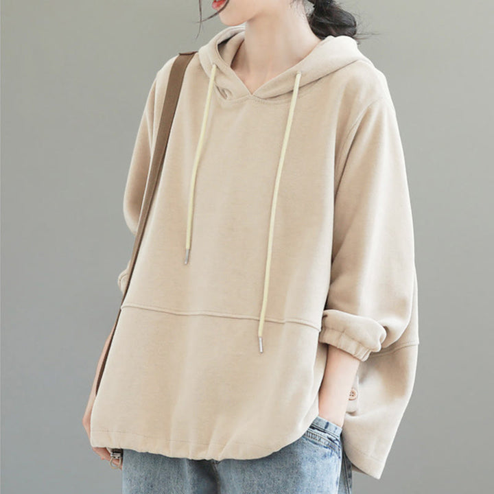 Buddha Stones Herbst-Hoodie für Damen, einfarbig, mit seitlichen Knöpfen, aus Baumwolle, langärmlig - image 5