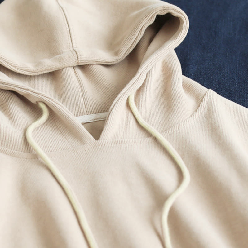 Buddha Stones Herbst-Hoodie für Damen, einfarbig, mit seitlichen Knöpfen, aus Baumwolle, langärmlig - image 7