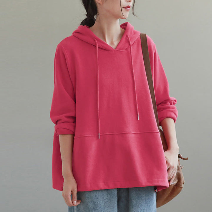 Buddha Stones Herbst-Hoodie für Damen, einfarbig, mit seitlichen Knöpfen, aus Baumwolle, langärmlig - image 14