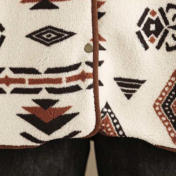 Buddha Stones ​​Herbst-Winter-Jacke aus Baumwolle mit geometrischen Mustern und Knöpfen, langen Ärmeln und langen Ärmeln – perfekt für Damen.  - image 12