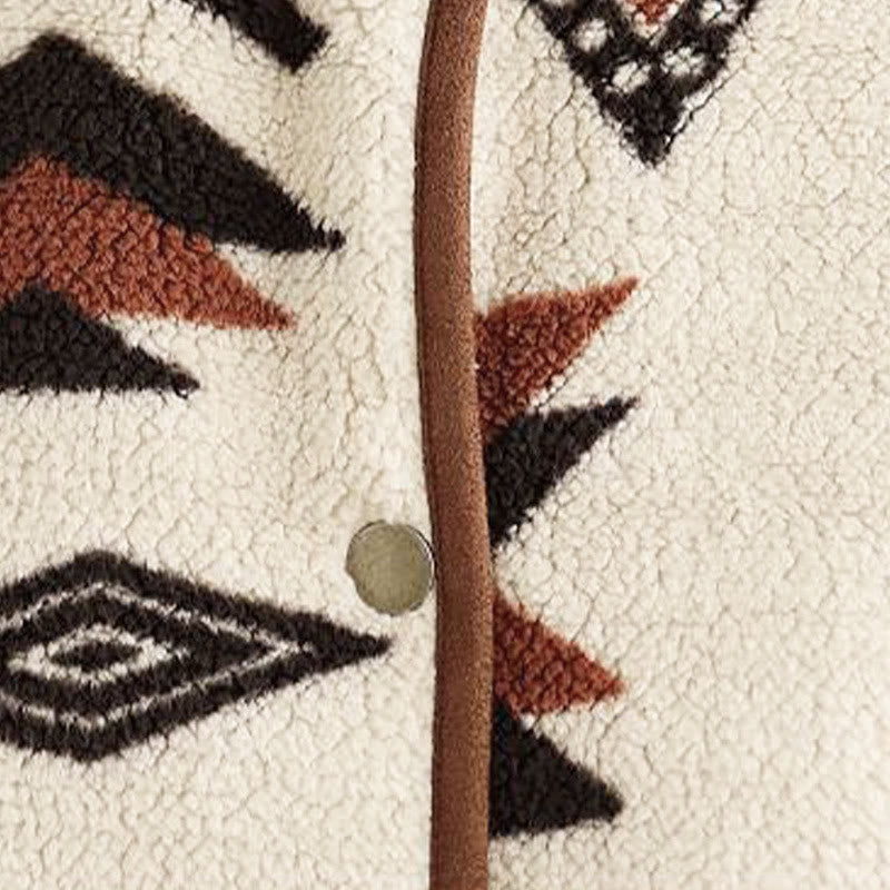 Buddha Stones ​​Herbst-Winter-Jacke aus Baumwolle mit geometrischen Mustern und Knöpfen, langen Ärmeln und langen Ärmeln – perfekt für Damen.  - image 11