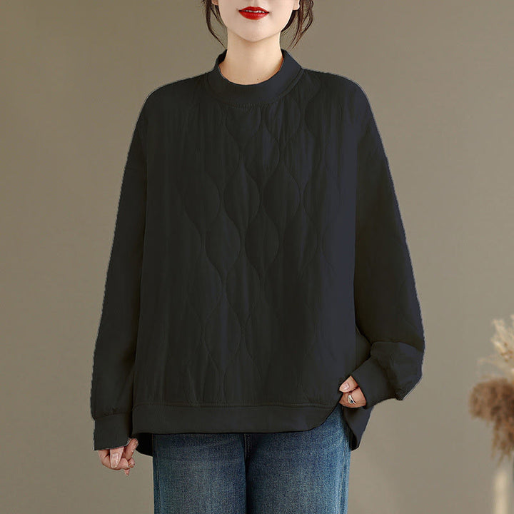 Buddha Stones Herbst-Sweatshirt aus Baumwolle mit Taschen, Rundhalsausschnitt, langen Ärmeln und festem Design, einfarbig und geschwungen - Schwarz - US14, UK/AU18, EU46 (2XL) - image 1