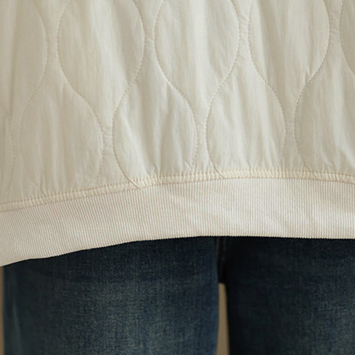 Buddha Stones Herbst-Sweatshirt aus Baumwolle mit Taschen, Rundhalsausschnitt, langen Ärmeln und festem Design, einfarbig und geschwungen - image 12