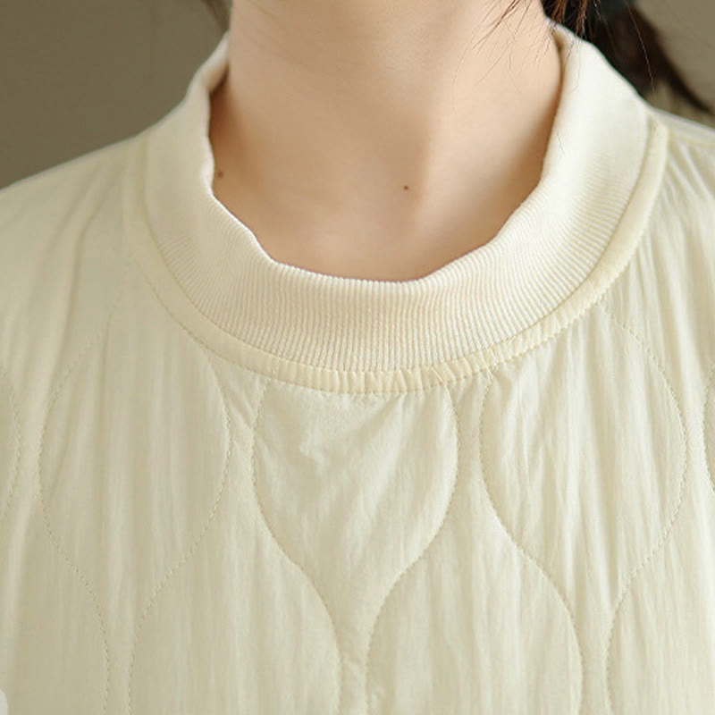 Buddha Stones Herbst-Sweatshirt aus Baumwolle mit Taschen, Rundhalsausschnitt, langen Ärmeln und festem Design, einfarbig und geschwungen - image 11