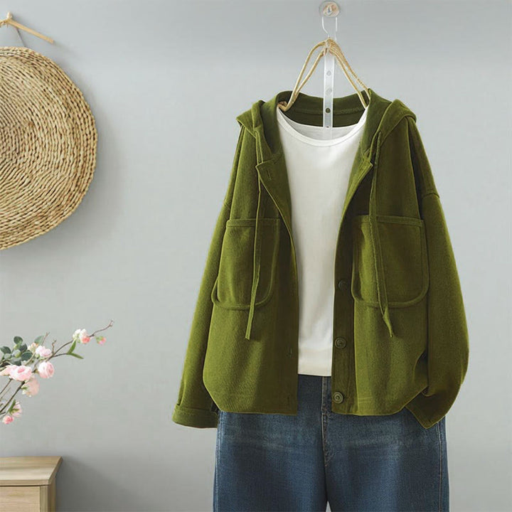Damen-Strickjacke mit Buddha Stones, einfarbig, mit Knöpfen, Ziertasche und langen Ärmeln - Olivgrün - US8-10, UK/AU12-14, EU40-42 (2XL) - image 3