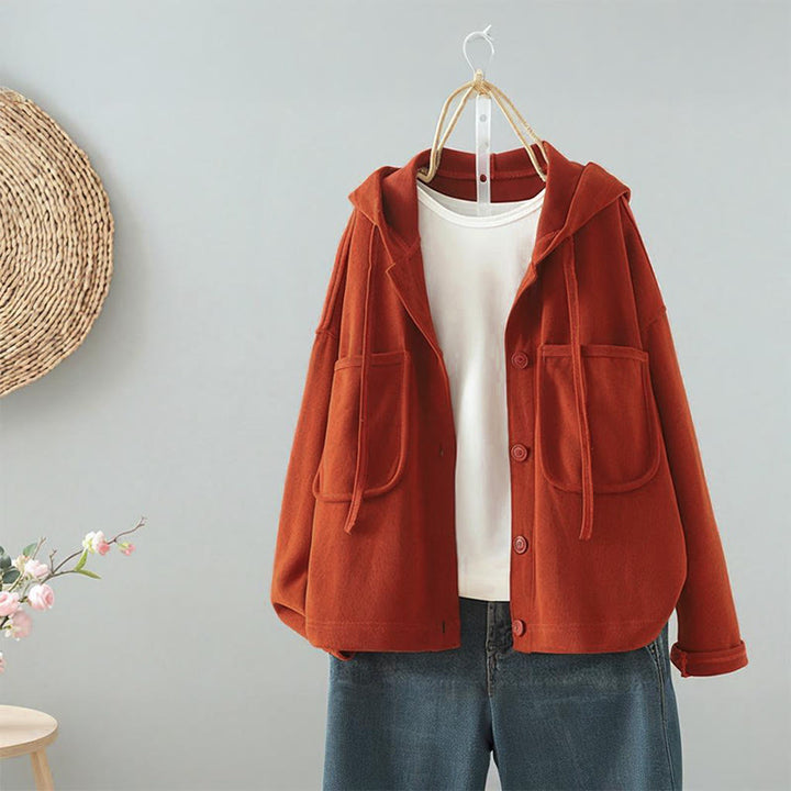 Damen-Strickjacke mit Buddha Stones, einfarbig, mit Knöpfen, Ziertasche und langen Ärmeln - Orangerot - US8-10, UK/AU12-14, EU40-42 (2XL) - image 4