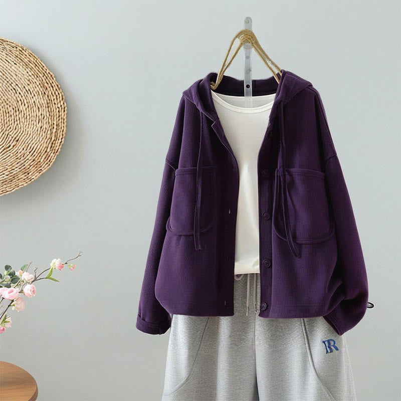 Damen-Strickjacke mit Buddha Stones, einfarbig, mit Knöpfen, Ziertasche und langen Ärmeln - Lila - US8-10, UK/AU12-14, EU40-42 (2XL) - image 1