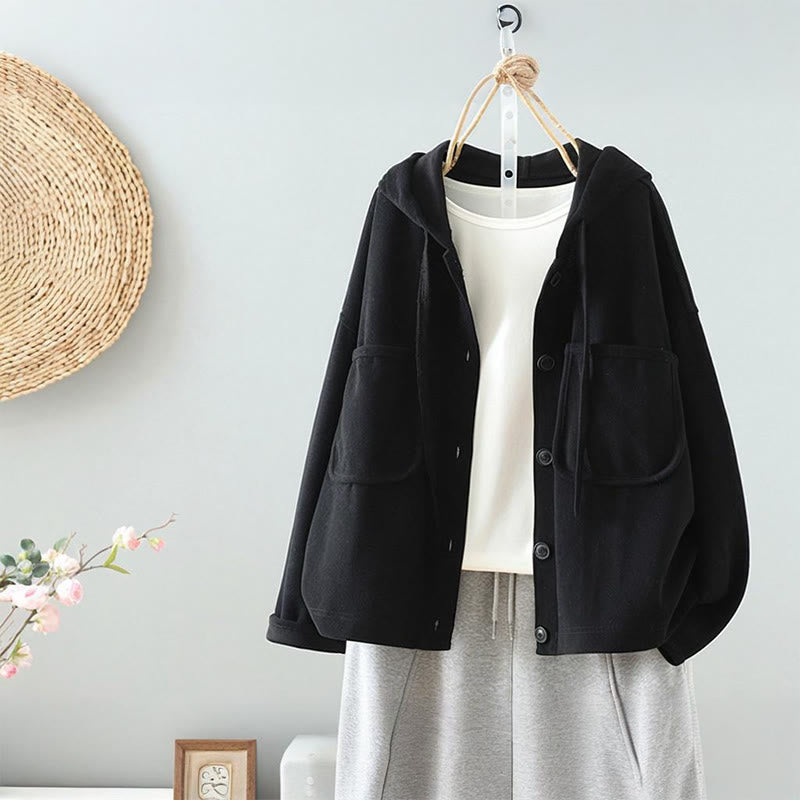 Damen-Strickjacke mit Buddha Stones, einfarbig, mit Knöpfen, Ziertasche und langen Ärmeln - Schwarz - US8-10, UK/AU12-14, EU40-42 (2XL) - image 2