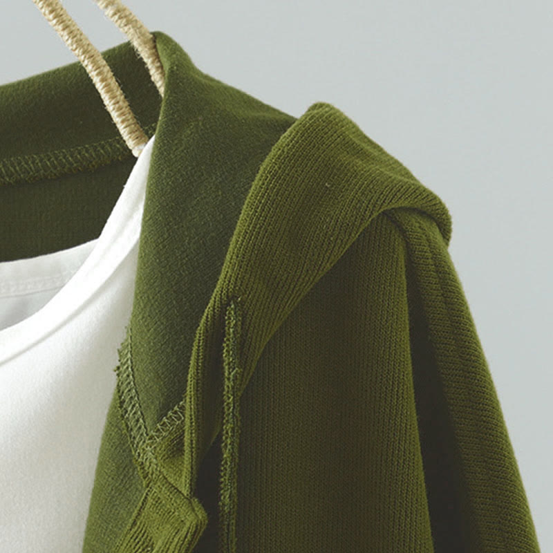Damen-Strickjacke mit Buddha Stones, einfarbig, mit Knöpfen, Ziertasche und langen Ärmeln - image 10