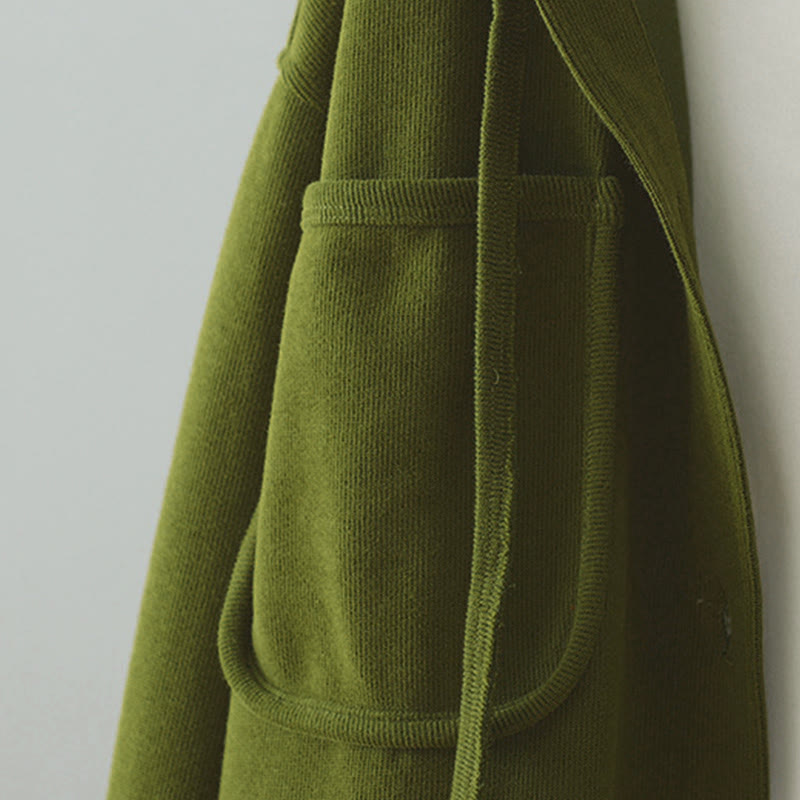 Damen-Strickjacke mit Buddha Stones, einfarbig, mit Knöpfen, Ziertasche und langen Ärmeln - image 9
