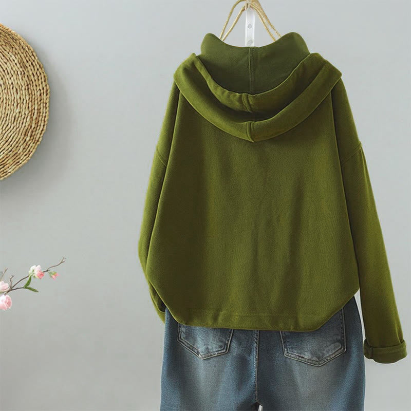 Damen-Strickjacke mit Buddha Stones, einfarbig, mit Knöpfen, Ziertasche und langen Ärmeln - image 5