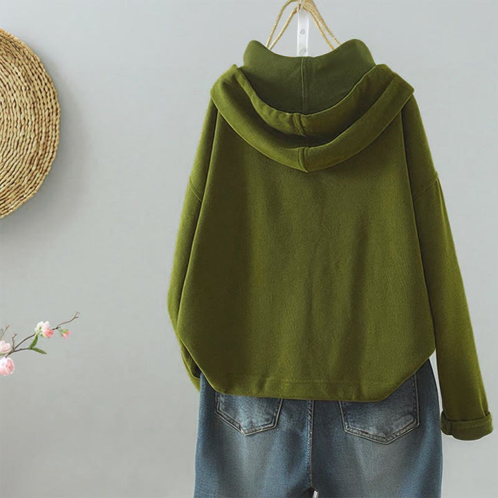 Damen-Strickjacke mit Buddha Stones, einfarbig, mit Knöpfen, Ziertasche und langen Ärmeln - image 5