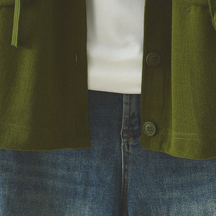Damen-Strickjacke mit Buddha Stones, einfarbig, mit Knöpfen, Ziertasche und langen Ärmeln - image 14