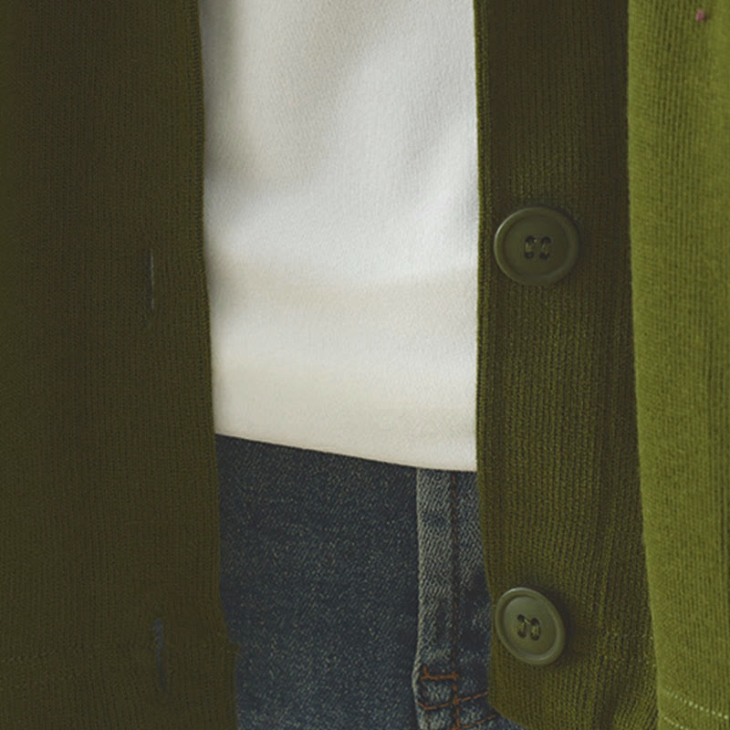 Damen-Strickjacke mit Buddha Stones, einfarbig, mit Knöpfen, Ziertasche und langen Ärmeln - image 11