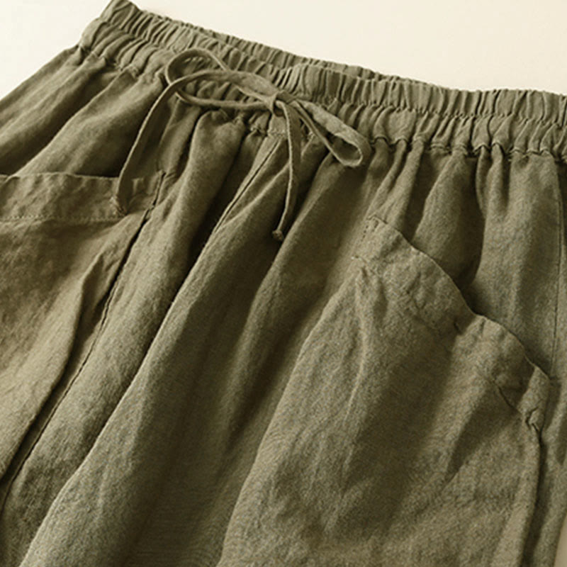 Buddha Stones Commute Damen-Haremshose aus Baumwolle, schlicht, mit Taschen - image 1