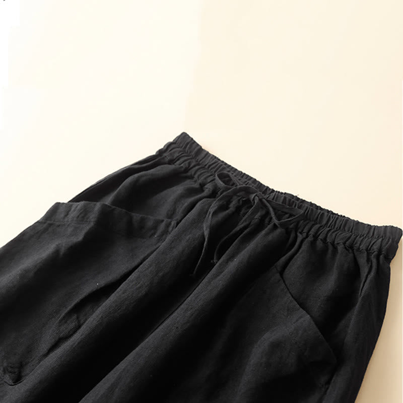 Buddha Stones Commute Damen-Haremshose aus Baumwolle, schlicht, mit Taschen - image 10